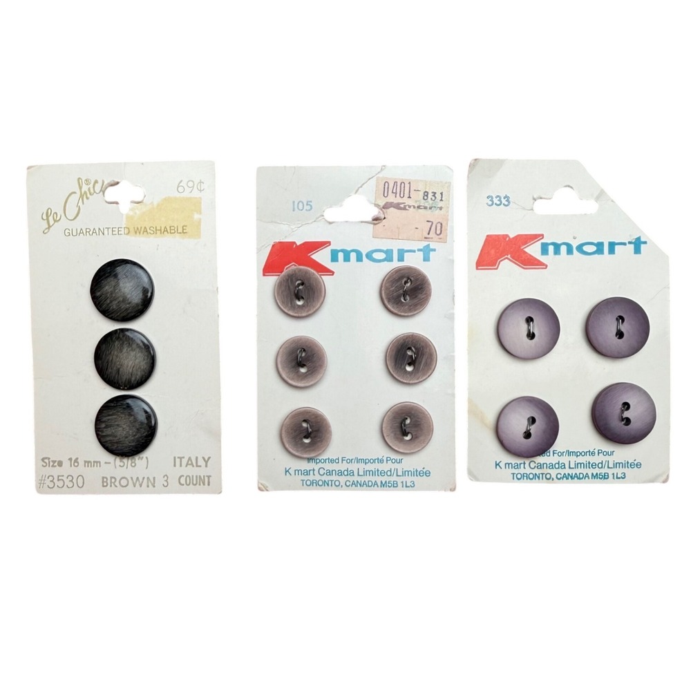 Le Chic Kmart Rare Vintage Buttons Lot 13 Count Wood‎ Grain Italy Retro Sewing